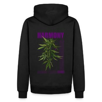 Harmony Hemp - Männer Premium Bio Hoodie - Schwarz - Hinten - Nico (187cm)