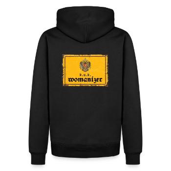 k.u.k. womanizer - Männer Premium Bio Hoodie - Schwarz - Hinten - Nico (187cm)