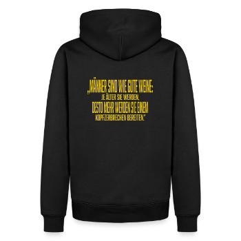 „Männer sind wie gute Weine - Männer Premium Bio Hoodie - Schwarz - Hinten - Nico (187cm)
