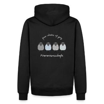 Pommernschafe - vier Farben grau - Männer Premium Bio Hoodie - Schwarz - Hinten - Nico (187cm)