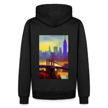 Horizon de la ville de New York - Sweat à capuche Premium bio Homme - noir - Dos - Nico (187cm)