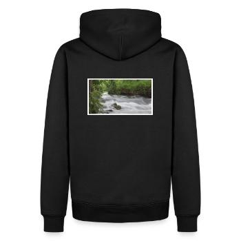 Pause longue Rivière - Sweat à capuche Premium bio Homme - noir - Dos - Nico (187cm)