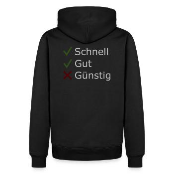 Alles geht nicht: schnell und gut - Männer Premium Bio Hoodie - Schwarz - Hinten - Nico (187cm)