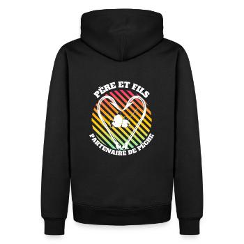 Père et fils, partenaire de pêche passion pêcheur. - Sweat à capuche Premium bio Homme - noir - Dos - Nico (187cm)