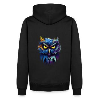 Eule - Männer Premium Bio Hoodie - Schwarz - Hinten - Nico (187cm)