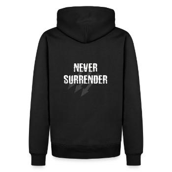 never surrender antifa - Männer Premium Bio Hoodie - Schwarz - Hinten - Nico (187cm)