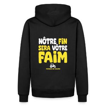 paysan paysanne en colère agriculteur agricultrice - Sweat à capuche Premium bio Homme - noir - Dos - Nico (187cm)