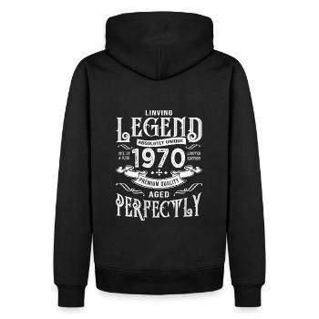 1970 anniversaire vintage né en 1970 - Sweat à capuche Premium bio Homme - noir - Dos - Nico (187cm)