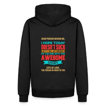 Chère personne derrière moi Pensée positive - Sweat à capuche Premium bio Homme - noir - Dos - Nico (187cm)