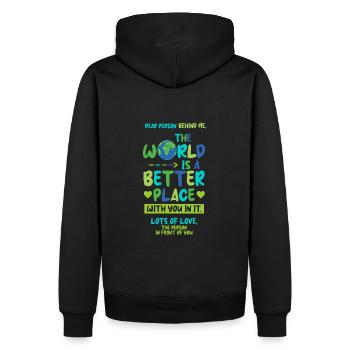 Chère personne derrière moi Pensée positive - Sweat à capuche Premium bio Homme - noir - Dos - Nico (187cm)