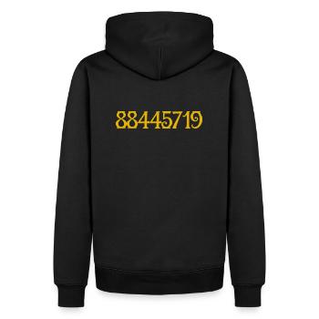Gruß von den Plejaden - 88445719 - Männer Premium Bio Hoodie - Schwarz - Hinten - Nico (187cm)