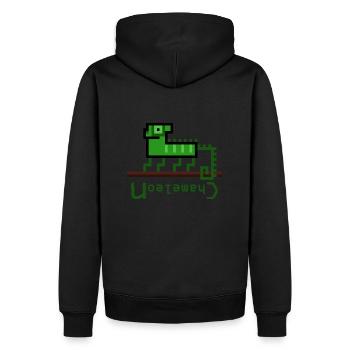 Logo caméléon - Sweat à capuche Premium bio Homme - noir - Dos - Nico (187cm)