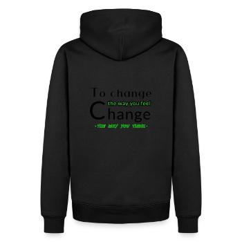 Change you feel - Men’s Premium Organic Hoodie - black - Back - Nico (187cm)