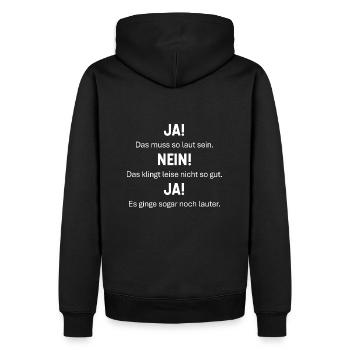Ja das muss so laut sein: Shirt für Tontechniker - Männer Premium Bio Hoodie - Schwarz - Hinten - Nico (187cm)