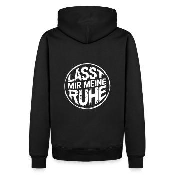 Lasst mir meine Ruhe - einfach in Ruhe lassen - Männer Premium Bio Hoodie - Schwarz - Hinten - Nico (187cm)