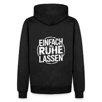 Lasst mir meine Ruhe - einfach in Ruhe lassen - Männer Premium Bio Hoodie - Schwarz - Hinten - Nico (187cm)