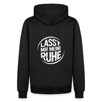 Lasst mir meine Ruhe - einfach in Ruhe lassen - Männer Premium Bio Hoodie - Schwarz - Hinten - Nico (187cm)