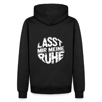Lasst mir meine Ruhe - einfach in Ruhe lassen - Männer Premium Bio Hoodie - Schwarz - Hinten - Nico (187cm)