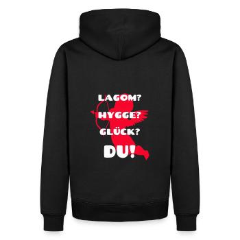 Lagom Hygge Le bonheur ? VOUS! Vous avez trouvé l’amour de votre vie ? - Sweat à capuche Premium bio Homme - noir - Dos - Nico (187cm)