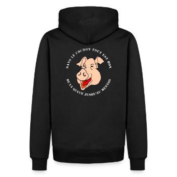 COCHON - Sweat à capuche Premium bio Homme - noir - Dos - Nico (187cm)
