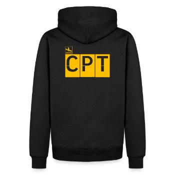 Ziel - Kapstadt - Männer Premium Bio Hoodie - Schwarz - Hinten - Nico (187cm)