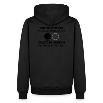 Perdre la boule, dérailler - chamion pétanque vélo - Sweat à capuche Premium bio Homme - noir - Dos - Nico (187cm)