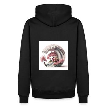 Vague de Sakura V2 - Sweat à capuche Premium bio Homme - noir - Dos - Nico (187cm)
