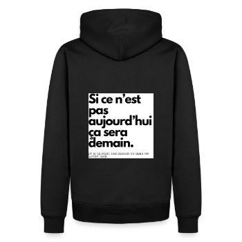 Des mots de motivation pure. - Sweat à capuche Premium bio Homme - noir - Dos - Nico (187cm)