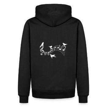 Vögel und Musik | Birds and Music - Männer Premium Bio Hoodie - Schwarz - Hinten - Nico (187cm)