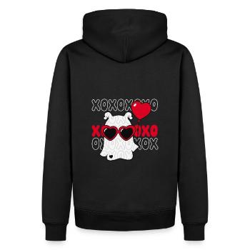 Valentinstag xoxo xoxo hugs kisses Liebe verliebt - Männer Premium Bio Hoodie - Schwarz - Hinten - Nico (187cm)