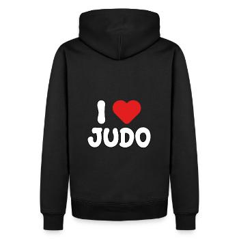 Ich liebe Judo - Männer Premium Bio Hoodie - Schwarz - Hinten - Nico (187cm)