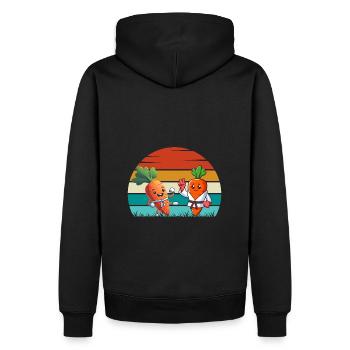 Karate Karotten - Männer Premium Bio Hoodie - Schwarz - Hinten - Nico (187cm)