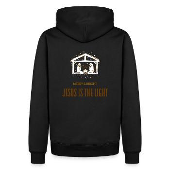religious t shirt for chritmas Jesus is the light - Sweat à capuche Premium bio Homme - noir - Dos - Nico (187cm)