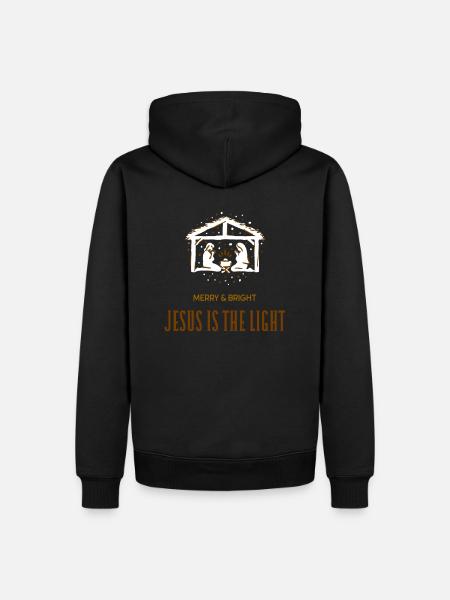 religious t shirt for chritmas Jesus is the light - Men’s Premium Organic Hoodie - black
