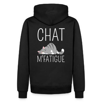Chat m'fatigue.Cadeau humour chat fatigué. - Sweat à capuche Premium bio Homme - noir - Dos - Nico (187cm)