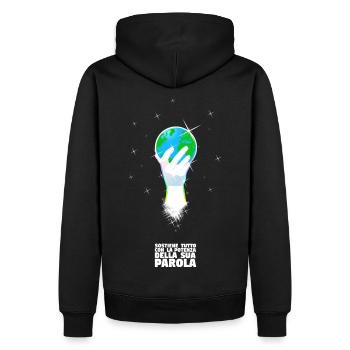 Er unterstützt die Welt - Italienisch - Männer Premium Bio Hoodie - Schwarz - Hinten - Nico (187cm)