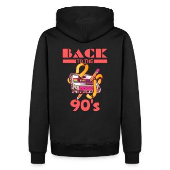 Retour dans les années 90 avec cassette musicale - Sweat à capuche Premium bio Homme - noir - Dos - Nico (187cm)