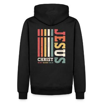 Jésus-Christ Chemise Verset de la Bible Je suis le chemin - Sweat à capuche Premium bio Homme - noir - Dos - Nico (187cm)