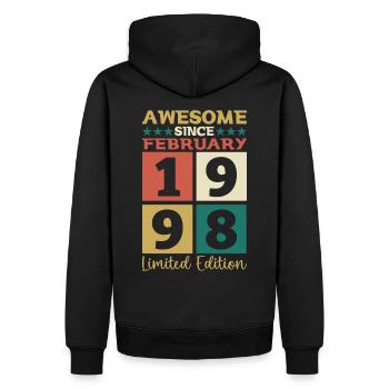 Né 1998 février 25th anniversaire cadeau homme - Sweat à capuche Premium bio Homme - noir - Dos - Nico (187cm)