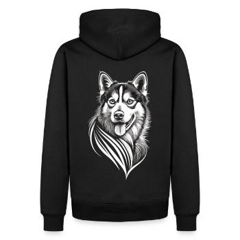 Pure elegance: The Husky in white - Men’s Premium Organic Hoodie - black - Back - Nico (187cm)