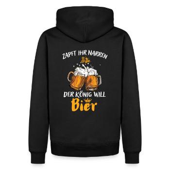 Bier-Zapft ihr Narren der König will Bier - Männer Premium Bio Hoodie - Schwarz - Hinten - Nico (187cm)