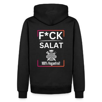FCK Salat-100% Veganfrei-BBQ FCK Salat - Männer Premium Bio Hoodie - Schwarz - Hinten - Nico (187cm)
