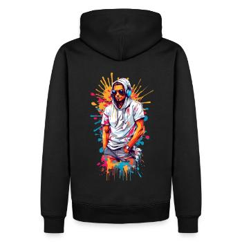 Hipsters cool - Sweat à capuche Premium bio Homme - noir - Dos - Nico (187cm)