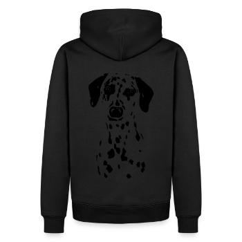 Chiot chien dalmatien parsemé de noir blanc - Sweat à capuche Premium bio Homme - noir - Dos - Nico (187cm)