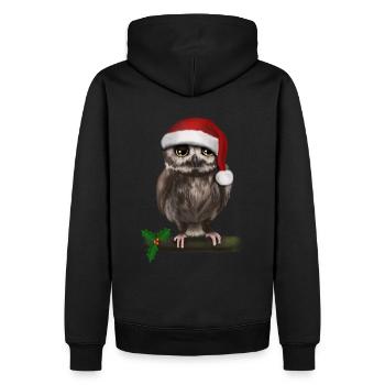 Weihnachten Uhu Eule - Bored - Männer Premium Bio Hoodie - Schwarz - Hinten - Nico (187cm)