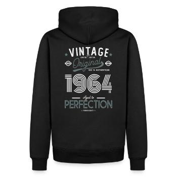 1964 Vintage Original Geschenk Geburtstag 58 Jahre - Männer Premium Bio Hoodie - Schwarz - Hinten - Nico (187cm)