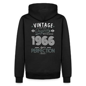1966 Vintage Original Geschenk Geburtstag 56 Jahre - Männer Premium Bio Hoodie - Schwarz - Hinten - Nico (187cm)