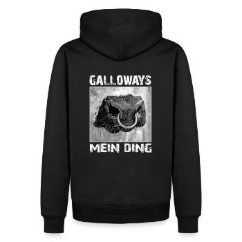 galloways mein ding | Galloway - Männer Premium Bio Hoodie - Schwarz - Hinten - Nico (187cm)