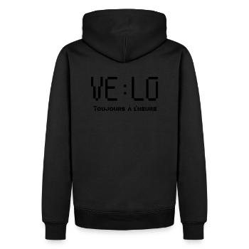 Fahrrad immer pünktlich - Männer Premium Bio Hoodie - Schwarz - Hinten - Nico (187cm)