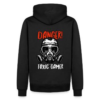 Danger Joueur toxique ! - Sweat à capuche Premium bio Homme - noir - Dos - Nico (187cm)
